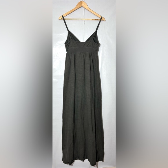 standard james perse maxi cotton casual summer olive green dress empire waist - Picture 2 of 8